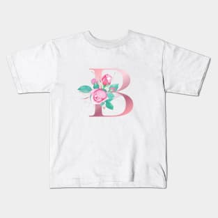 ALPHABET LETTER B IN FLORAL STYLE; PERSONALIZED GIFTS WITH FLOWERS LETTER Kids T-Shirt